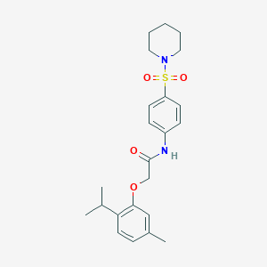 molecular formula C23H30N2O4S B321780 2-(2-isopropyl-5-methylphenoxy)-N-[4-(1-piperidinylsulfonyl)phenyl]acetamide 