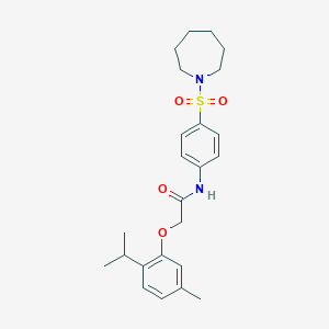molecular formula C24H32N2O4S B321782 N-[4-(1-azepanylsulfonyl)phenyl]-2-(2-isopropyl-5-methylphenoxy)acetamide 