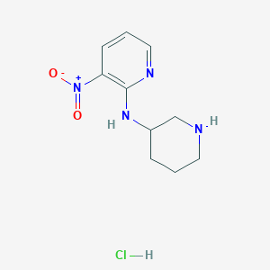molecular formula C10H15ClN4O2 B3217864 (3-Nitro-pyridin-2-yl)-piperidin-3-yl-amine hydrochloride CAS No. 1185307-69-0