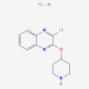 molecular formula C13H15Cl2N3O B3217870 2-Chloro-3-(piperidin-4-yloxy)quinoxaline hydrochloride CAS No. 1185309-23-2