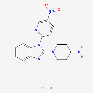 molecular formula C17H19ClN6O2 B3217908 1-[1-(5-Nitro-pyridin-2-yl)-1H-benzoimidazol-2-yl]-piperidin-4-ylamine hydrochloride CAS No. 1185313-21-6