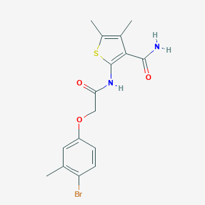 molecular formula C16H17BrN2O3S B321800 2-{[(4-Bromo-3-methylphenoxy)acetyl]amino}-4,5-dimethyl-3-thiophenecarboxamide 