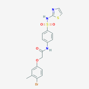 molecular formula C18H16BrN3O4S2 B321803 2-(4-bromo-3-methylphenoxy)-N-{4-[(1,3-thiazol-2-ylamino)sulfonyl]phenyl}acetamide 