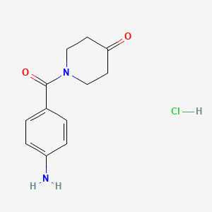 molecular formula C12H15ClN2O2 B3218147 1-(4-Aminobenzoyl)piperidin-4-one hydrochloride CAS No. 1187927-24-7