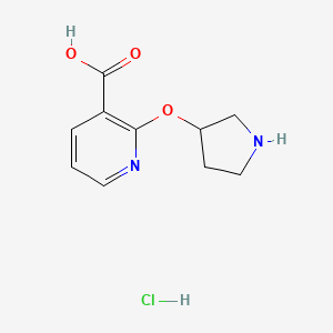 molecular formula C10H13ClN2O3 B3218191 2-(Pyrrolidin-3-yloxy)nicotinic acid hydrochloride CAS No. 1187929-94-7