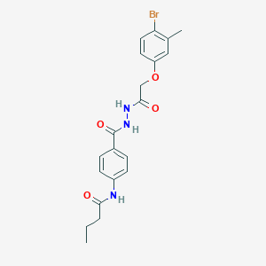 molecular formula C20H22BrN3O4 B321824 N-[4-({2-[(4-bromo-3-methylphenoxy)acetyl]hydrazino}carbonyl)phenyl]butanamide 