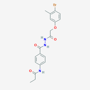 molecular formula C19H20BrN3O4 B321827 N-[4-({2-[(4-bromo-3-methylphenoxy)acetyl]hydrazino}carbonyl)phenyl]propanamide 