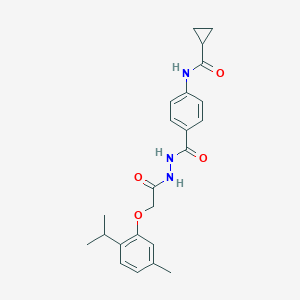 molecular formula C23H27N3O4 B321828 N-[4-({2-[(2-isopropyl-5-methylphenoxy)acetyl]hydrazino}carbonyl)phenyl]cyclopropanecarboxamide 