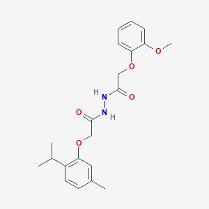 molecular formula C21H26N2O5 B321831 N'-[(2-isopropyl-5-methylphenoxy)acetyl]-2-(2-methoxyphenoxy)acetohydrazide 