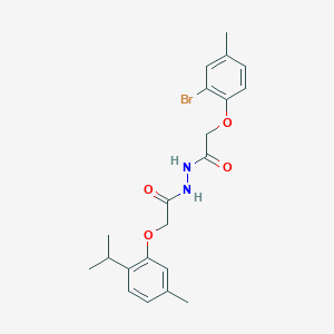 molecular formula C21H25BrN2O4 B321832 2-(2-bromo-4-methylphenoxy)-N'-[(2-isopropyl-5-methylphenoxy)acetyl]acetohydrazide 