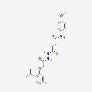 molecular formula C24H31N3O5 B321833 N-(4-ethoxyphenyl)-4-{2-[(2-isopropyl-5-methylphenoxy)acetyl]hydrazino}-4-oxobutanamide 