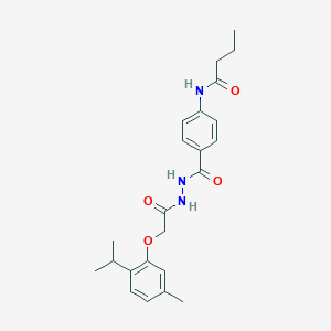 molecular formula C23H29N3O4 B321834 N-[4-({2-[(2-isopropyl-5-methylphenoxy)acetyl]hydrazino}carbonyl)phenyl]butanamide 