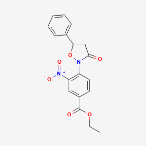 molecular formula C18H14N2O6 B3218353 Ethyl 3-nitro-4-(3-oxo-5-phenylisoxazol-2(3H)-yl)benzoate CAS No. 118938-24-2