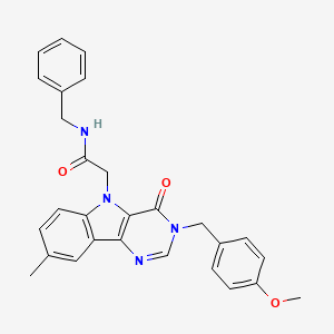 molecular formula C28H26N4O3 B3218385 N-benzyl-2-(3-(4-methoxybenzyl)-8-methyl-4-oxo-3H-pyrimido[5,4-b]indol-5(4H)-yl)acetamide CAS No. 1189691-42-6