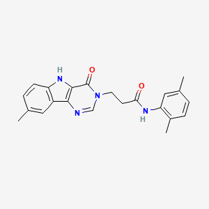 molecular formula C22H22N4O2 B3218392 N-(2,5-dimethylphenyl)-3-(8-methyl-4-oxo-4,5-dihydro-3H-pyrimido[5,4-b]indol-3-yl)propanamide CAS No. 1189699-11-3