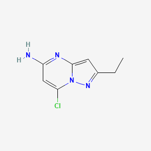 molecular formula C8H9ClN4 B3218403 7-Chloro-2-ethylpyrazolo[1,5-a]pyrimidin-5-amine CAS No. 1189852-06-9