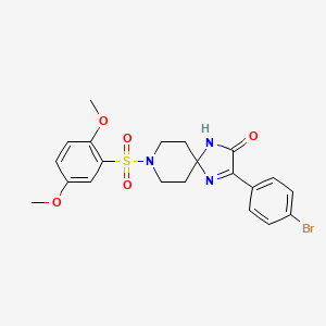 molecular formula C21H22BrN3O5S B3218408 3-(4-Bromophenyl)-8-((2,5-dimethoxyphenyl)sulfonyl)-1,4,8-triazaspiro[4.5]dec-3-en-2-one CAS No. 1189879-43-3