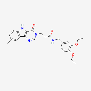 molecular formula C25H28N4O4 B3218430 N-(3,4-diethoxybenzyl)-3-(8-methyl-4-oxo-4,5-dihydro-3H-pyrimido[5,4-b]indol-3-yl)propanamide CAS No. 1189916-53-7