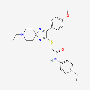 molecular formula C26H32N4O2S B3218437 2-((8-ethyl-3-(4-methoxyphenyl)-1,4,8-triazaspiro[4.5]deca-1,3-dien-2-yl)thio)-N-(4-ethylphenyl)acetamide CAS No. 1189940-32-6