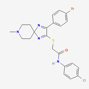 molecular formula C22H22BrClN4OS B3218438 2-((3-(4-bromophenyl)-8-methyl-1,4,8-triazaspiro[4.5]deca-1,3-dien-2-yl)thio)-N-(4-chlorophenyl)acetamide CAS No. 1189956-86-2