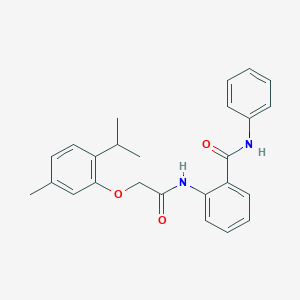 molecular formula C25H26N2O3 B321845 2-{[(2-isopropyl-5-methylphenoxy)acetyl]amino}-N-phenylbenzamide 