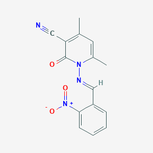 molecular formula C15H12N4O3 B321852 4,6-dimethyl-1-{[(1E)-(2-nitrophenyl)methylene]amino}-2-oxo-1,2-dihydropyridine-3-carbonitrile 