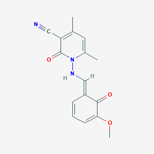 molecular formula C16H15N3O3 B321853 1-[[(E)-(5-methoxy-6-oxocyclohexa-2,4-dien-1-ylidene)methyl]amino]-4,6-dimethyl-2-oxopyridine-3-carbonitrile 