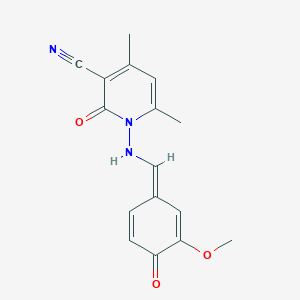 molecular formula C16H15N3O3 B321854 1-[[(E)-(3-methoxy-4-oxocyclohexa-2,5-dien-1-ylidene)methyl]amino]-4,6-dimethyl-2-oxopyridine-3-carbonitrile 