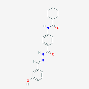 molecular formula C21H23N3O3 B321868 N-(4-{[2-(3-hydroxybenzylidene)hydrazino]carbonyl}phenyl)cyclohexanecarboxamide 