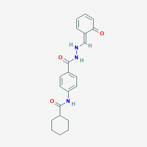 N-[4-[[[(E)-(6-oxocyclohexa-2,4-dien-1-ylidene)methyl]amino]carbamoyl]phenyl]cyclohexanecarboxamide