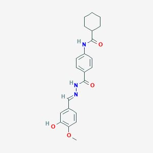 molecular formula C22H25N3O4 B321871 N-(4-{[2-(3-hydroxy-4-methoxybenzylidene)hydrazino]carbonyl}phenyl)cyclohexanecarboxamide 
