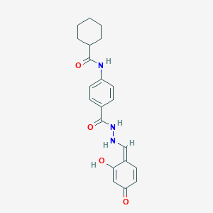 molecular formula C21H23N3O4 B321872 N-[4-[[[(Z)-(2-hydroxy-4-oxocyclohexa-2,5-dien-1-ylidene)methyl]amino]carbamoyl]phenyl]cyclohexanecarboxamide 
