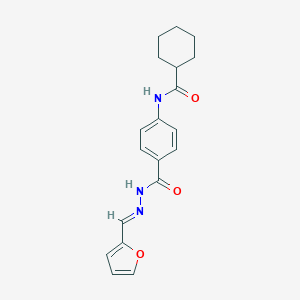 molecular formula C19H21N3O3 B321874 N-(4-{[2-(2-furylmethylene)hydrazino]carbonyl}phenyl)cyclohexanecarboxamide 