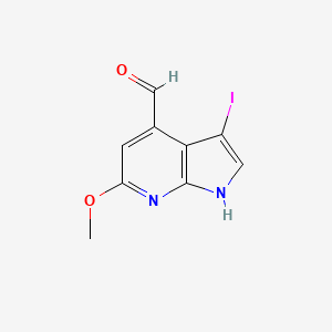 molecular formula C9H7IN2O2 B3218764 3-iodo-6-methoxy-1H-pyrrolo[2,3-b]pyridine-4-carbaldehyde CAS No. 1190312-11-8