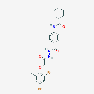 molecular formula C23H25Br2N3O4 B321878 N-[4-({2-[(2,4-dibromo-6-methylphenoxy)acetyl]hydrazino}carbonyl)phenyl]cyclohexanecarboxamide 