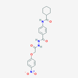 molecular formula C22H24N4O6 B321879 N-(4-{[2-({4-nitrophenoxy}acetyl)hydrazino]carbonyl}phenyl)cyclohexanecarboxamide 