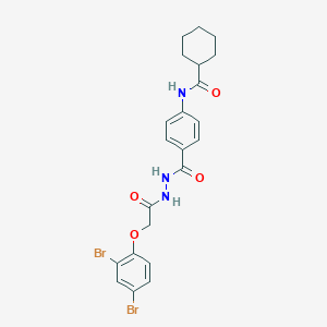 molecular formula C22H23Br2N3O4 B321881 N-[4-({2-[(2,4-dibromophenoxy)acetyl]hydrazino}carbonyl)phenyl]cyclohexanecarboxamide 