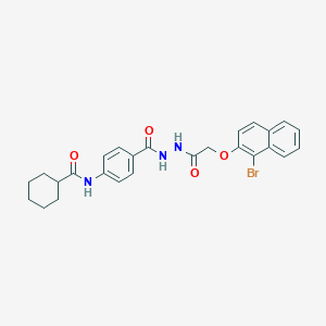 molecular formula C26H26BrN3O4 B321884 N-{4-[(2-{[(1-bromo-2-naphthyl)oxy]acetyl}hydrazino)carbonyl]phenyl}cyclohexanecarboxamide 