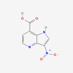 molecular formula C8H5N3O4 B3218848 3-nitro-1H-pyrrolo[3,2-b]pyridine-7-carboxylic acid CAS No. 1190313-10-0
