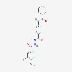 molecular formula C22H24IN3O4 B321885 N-(4-{[2-(3-iodo-4-methoxybenzoyl)hydrazino]carbonyl}phenyl)cyclohexanecarboxamide 