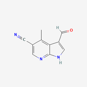 molecular formula C10H7N3O B3218856 1H-Pyrrolo[2,3-b]pyridine-5-carbonitrile, 3-formyl-4-methyl- CAS No. 1190313-22-4