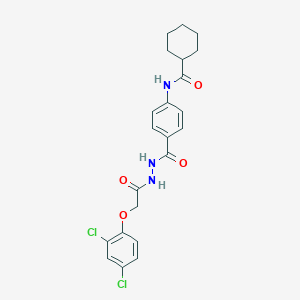 molecular formula C22H23Cl2N3O4 B321888 N-[4-({2-[(2,4-dichlorophenoxy)acetyl]hydrazino}carbonyl)phenyl]cyclohexanecarboxamide 