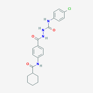 molecular formula C21H23ClN4O3 B321890 N-(4-chlorophenyl)-2-{4-[(cyclohexylcarbonyl)amino]benzoyl}hydrazinecarboxamide 