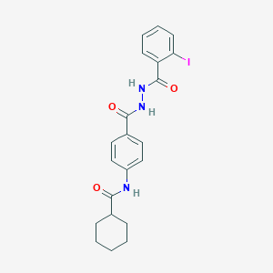 molecular formula C21H22IN3O3 B321891 N-(4-{[2-(2-iodobenzoyl)hydrazino]carbonyl}phenyl)cyclohexanecarboxamide 