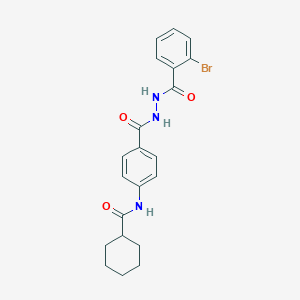 molecular formula C21H22BrN3O3 B321892 N-(4-{[2-(2-bromobenzoyl)hydrazino]carbonyl}phenyl)cyclohexanecarboxamide 