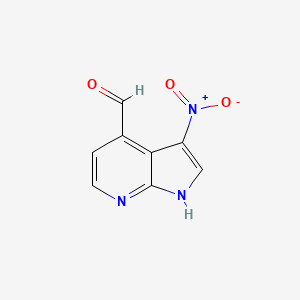 molecular formula C8H5N3O3 B3219088 3-nitro-1H-pyrrolo[2,3-b]pyridine-4-carbaldehyde CAS No. 1190315-23-1