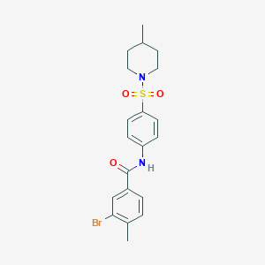 molecular formula C20H23BrN2O3S B321926 3-bromo-4-methyl-N-{4-[(4-methylpiperidin-1-yl)sulfonyl]phenyl}benzamide 