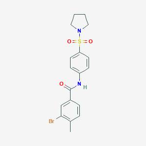 molecular formula C18H19BrN2O3S B321927 3-bromo-4-methyl-N-[4-(pyrrolidin-1-ylsulfonyl)phenyl]benzamide 