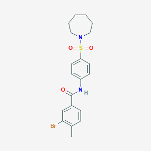 molecular formula C20H23BrN2O3S B321935 N-[4-(azepan-1-ylsulfonyl)phenyl]-3-bromo-4-methylbenzamide 
