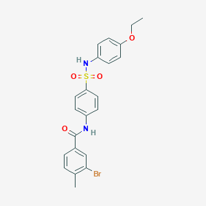 molecular formula C22H21BrN2O4S B321953 3-bromo-N-{4-[(4-ethoxyanilino)sulfonyl]phenyl}-4-methylbenzamide 